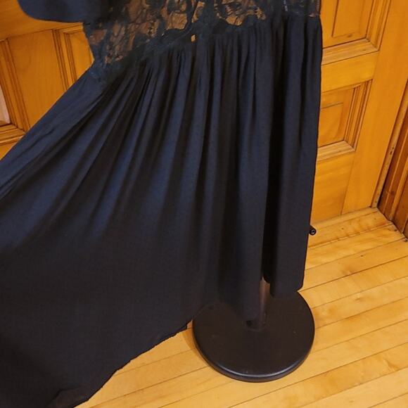 Dance & Marvel Black Lace Tie‑Front Duster Cover‑Up M Sheer Kimono - Picture 7 of 13